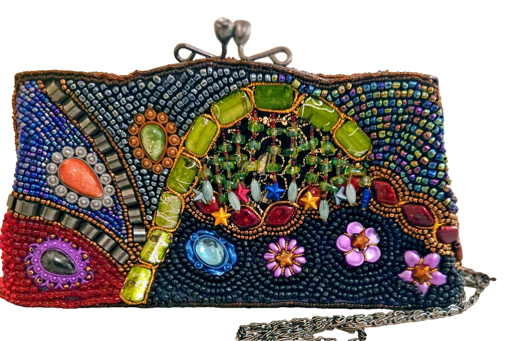 Vintage Ohh! Ashley Handcrafted Beaded Evening Bag Early 2000s Y2K Boho